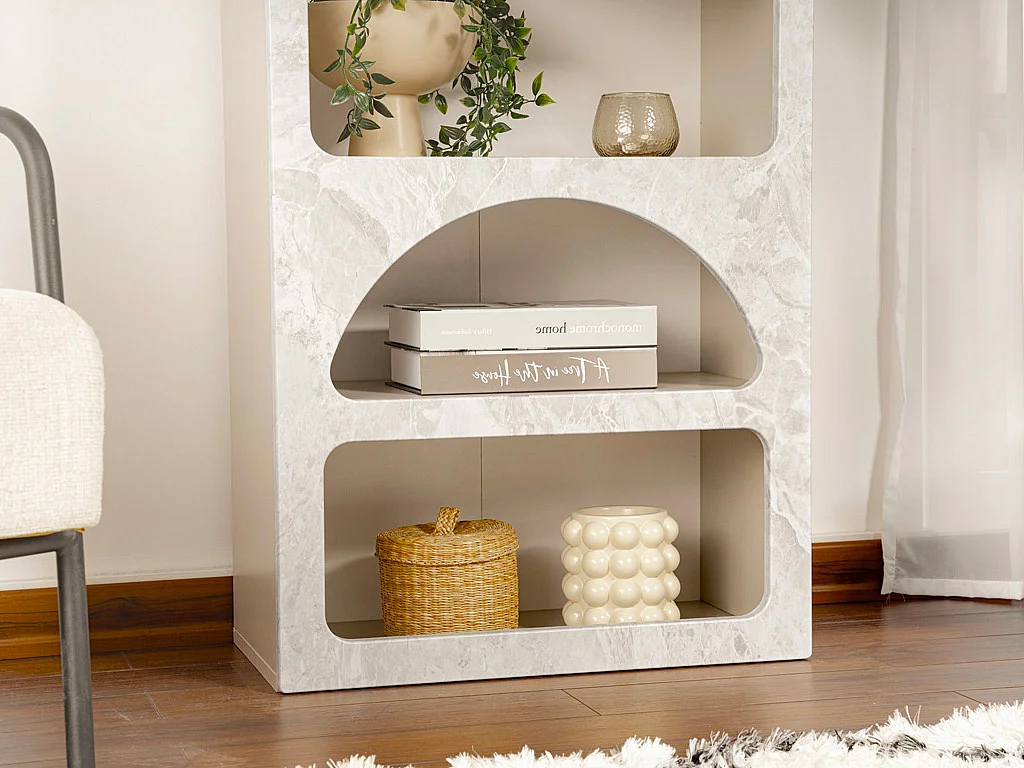 Scaffale con 5 nicchie Effetto marmo Grigio - LUELA