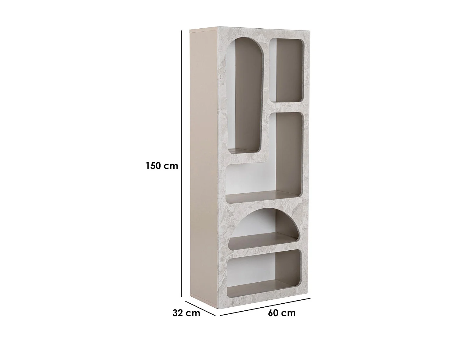 Scaffale con 5 nicchie Effetto marmo Grigio - LUELA