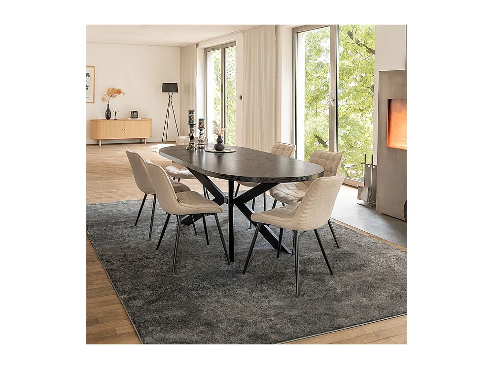 Home Deluxe Salle à manger Ovale Extensible incl. pied étoile 160 x 100 cm Dark Oak
