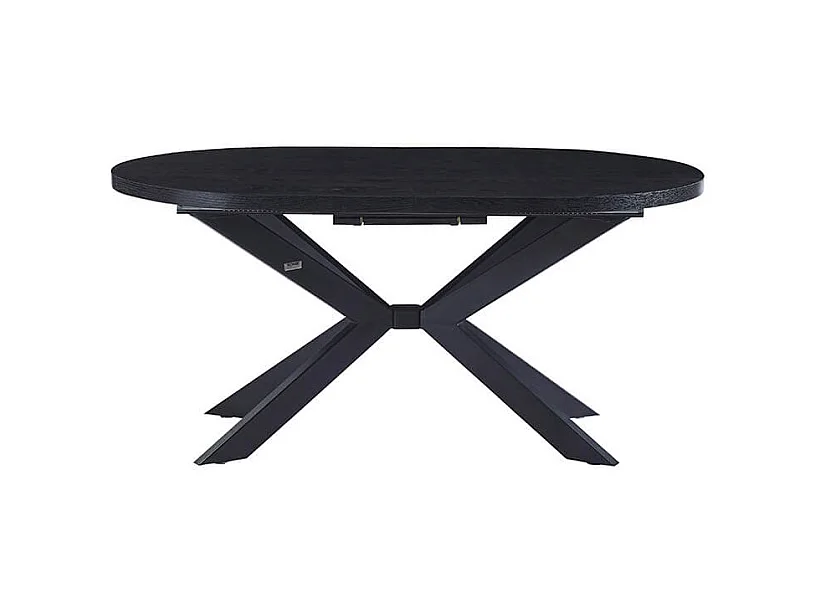 Home Deluxe Salle à manger Ovale Extensible incl. pied étoile 160 x 100 cm Dark Oak