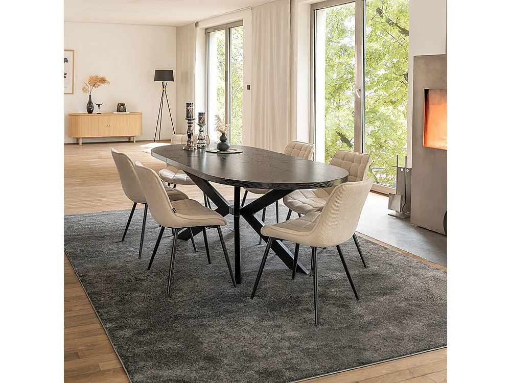 Home Deluxe Salle à manger Ovale Extensible incl. pied étoile 160 x 100 cm Dark Oak