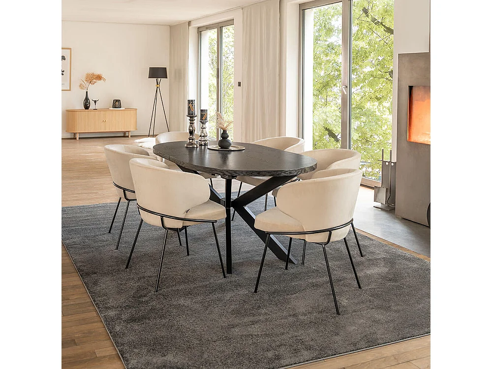 Home Deluxe Salle à manger Ovale Extensible incl. pied étoile 160 x 100 cm Dark Oak