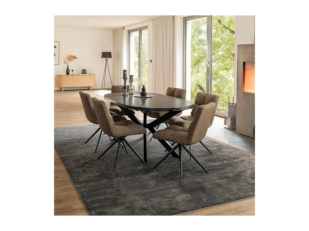 Home Deluxe Salle à manger Ovale Extensible incl. pied étoile 160 x 100 cm Dark Oak