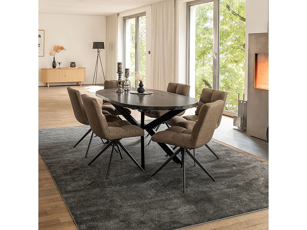 Home Deluxe Salle à manger Ovale Extensible incl. pied étoile 160 x 100 cm Dark Oak