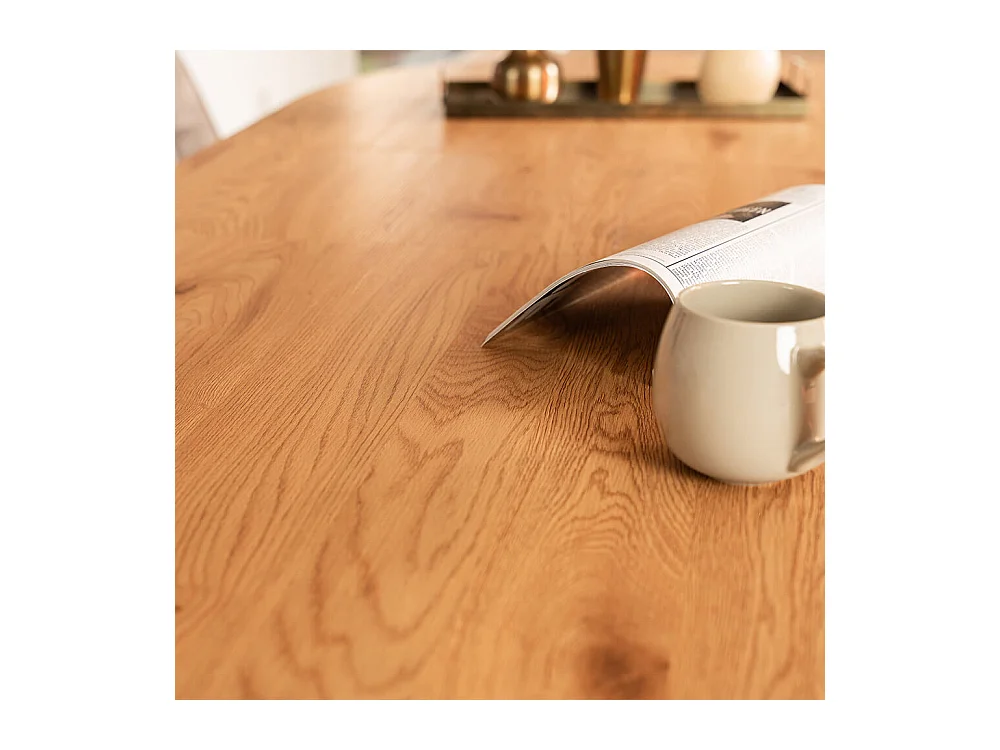 Home Deluxe Salle à manger Ovale Extensible incl. pied étoile 160 x 100 cm Light Oak