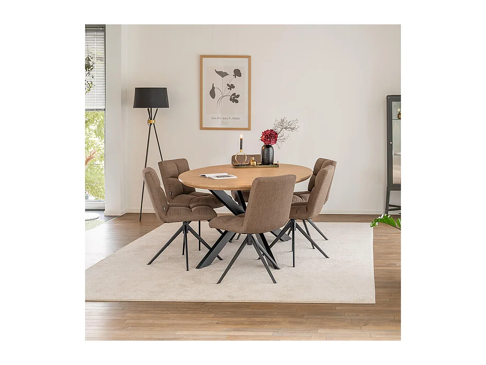 Home Deluxe Ensemble de salle à manger Ovale incl. pied étoile 200 x 120 cm Fishbone Oak