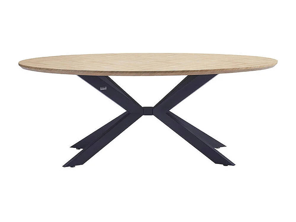 Home Deluxe Ensemble de salle à manger Ovale incl. pied étoile 200 x 120 cm Fishbone Oak
