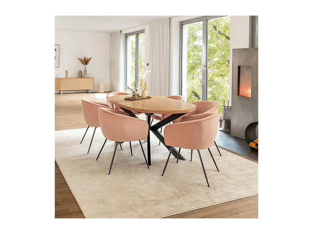 Home Deluxe Salle à manger Ovale Extensible incl. pied étoile 160 x 100 cm Light Oak