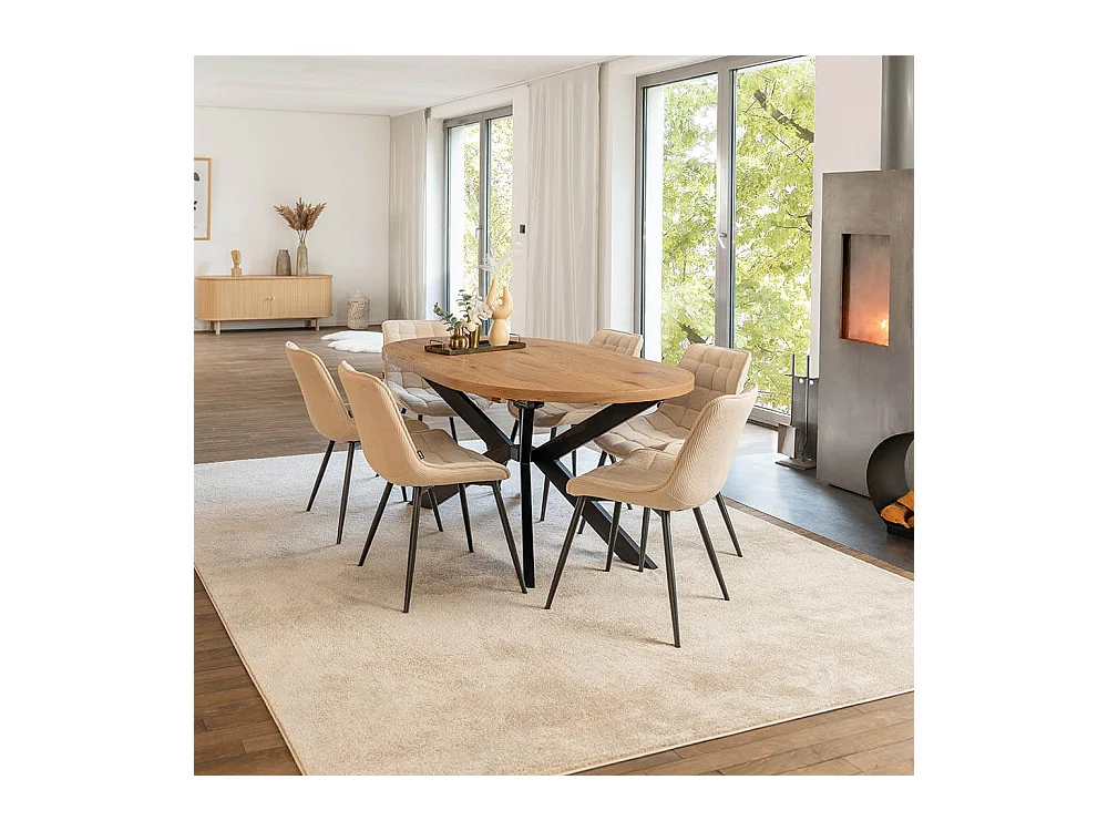 Home Deluxe Salle à manger Ovale Extensible incl. pied étoile 160 x 100 cm Light Oak