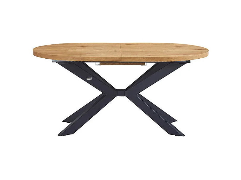 Home Deluxe Salle à manger Ovale Extensible incl. pied étoile 160 x 100 cm Light Oak