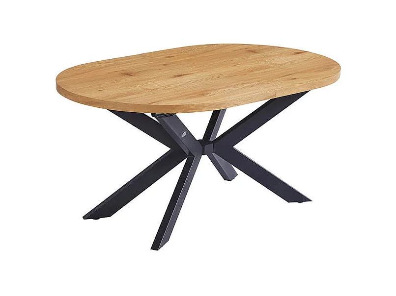 Home Deluxe Salle à manger Ovale Extensible incl. pied étoile 160 x 100 cm Light Oak