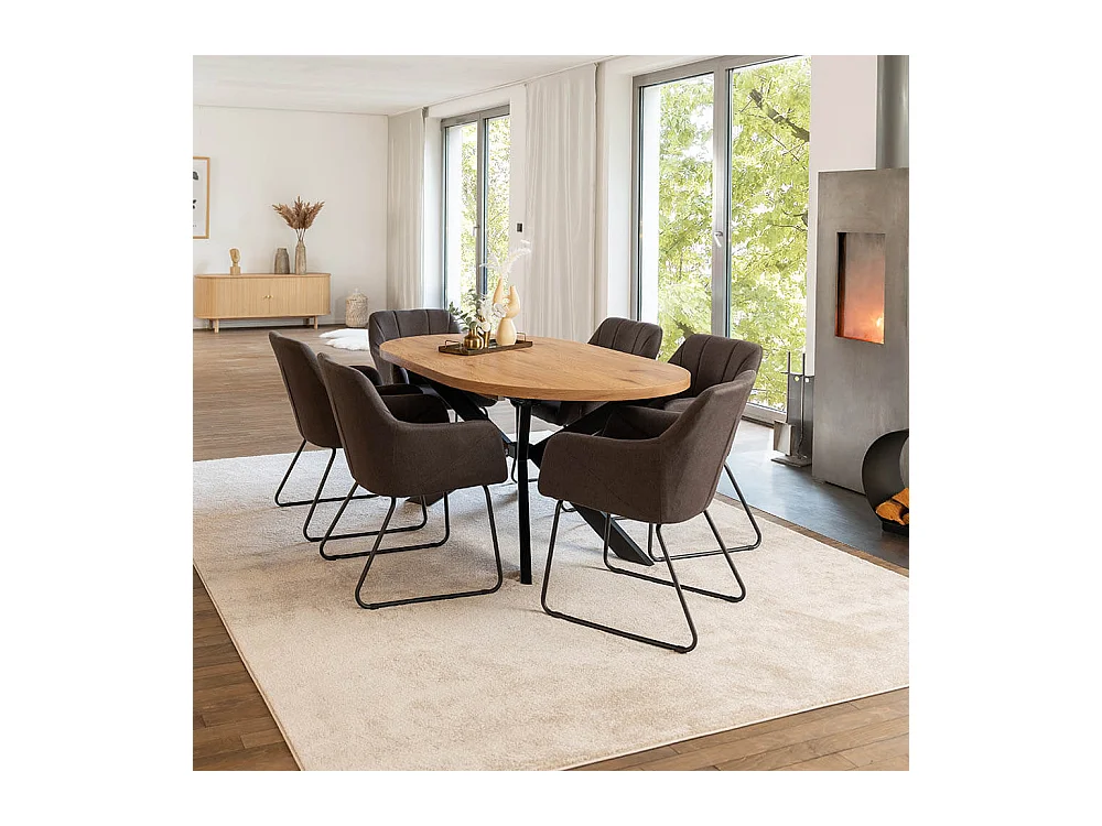 Home Deluxe Salle à manger Ovale Extensible incl. pied étoile 160 x 100 cm Light Oak
