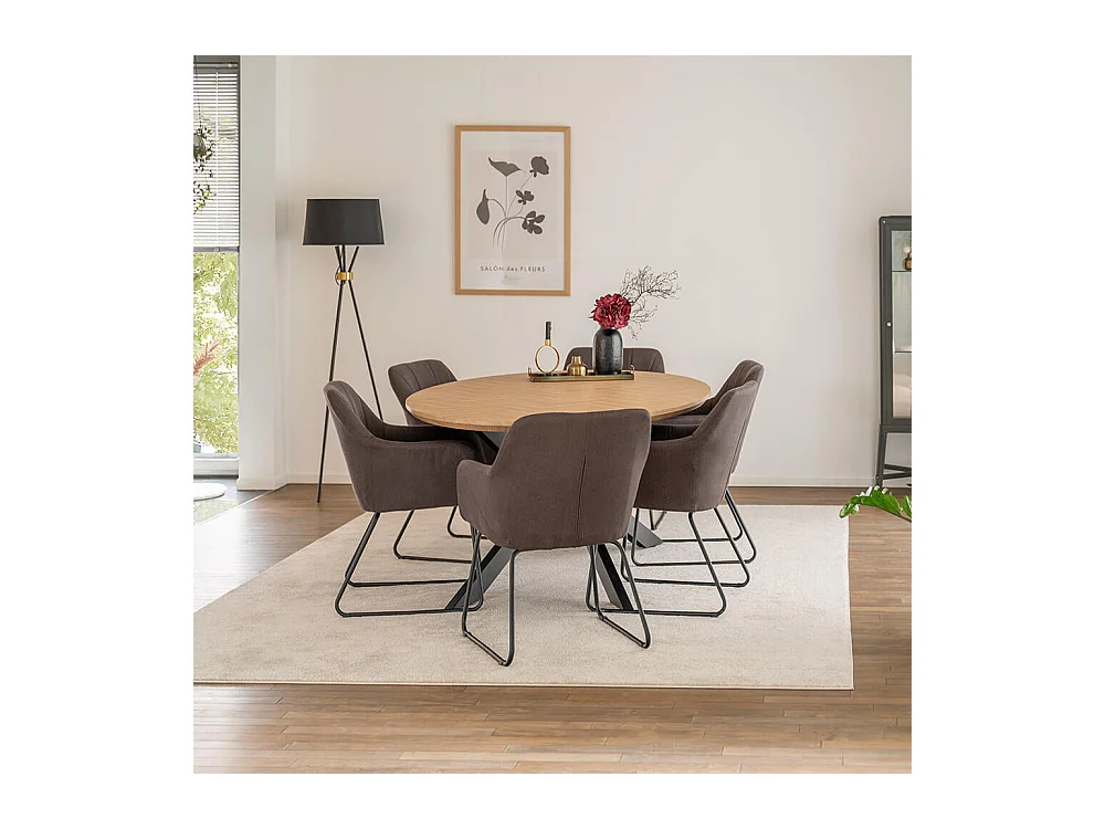 Home Deluxe Ensemble de salle à manger Ovale incl. pied étoile 200 x 120 cm Fishbone Oak