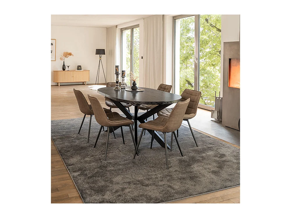 Home Deluxe Salle à manger Ovale Extensible incl. pied étoile 160 x 100 cm Dark Oak