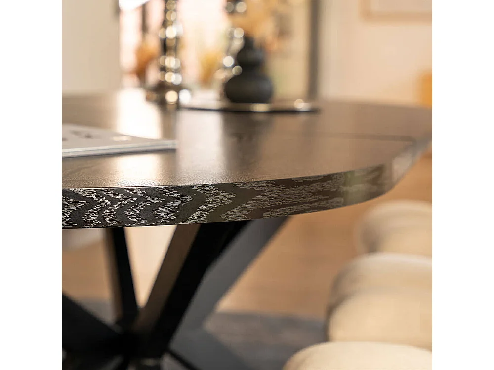 Home Deluxe Salle à manger Ovale Extensible incl. pied étoile 160 x 100 cm Dark Oak