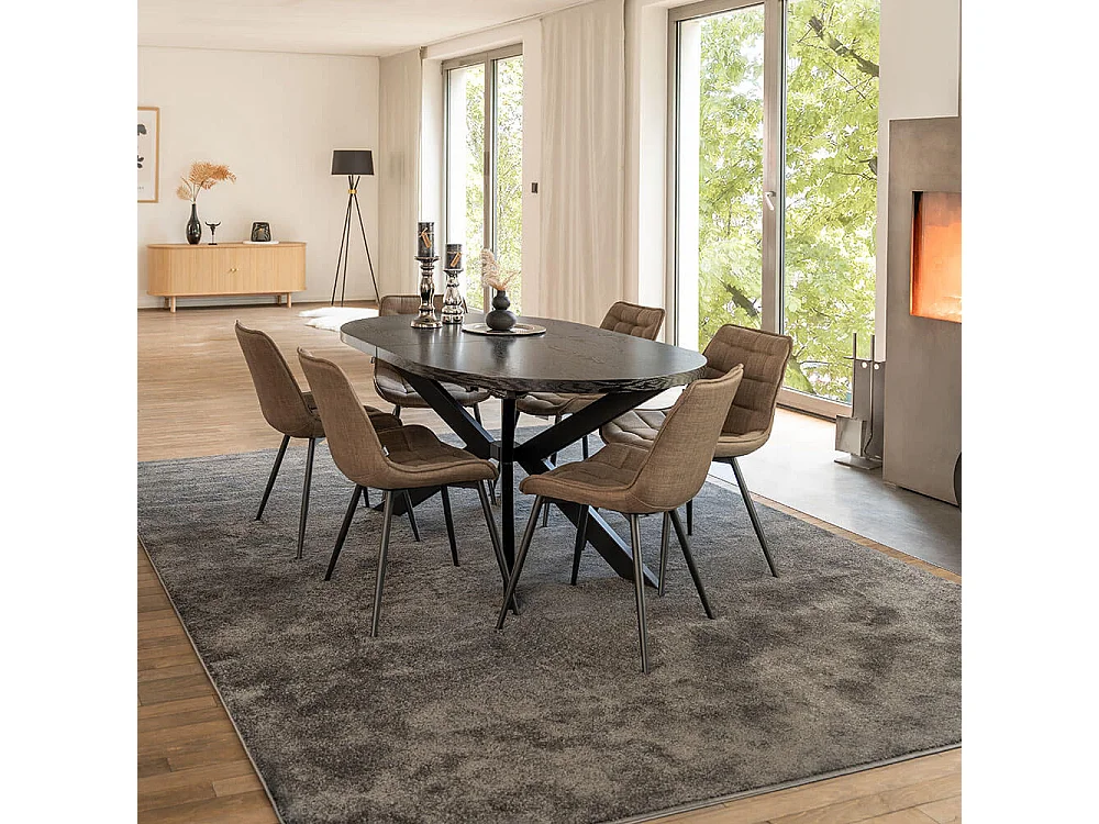 Home Deluxe Salle à manger Ovale Extensible incl. pied étoile 160 x 100 cm Dark Oak