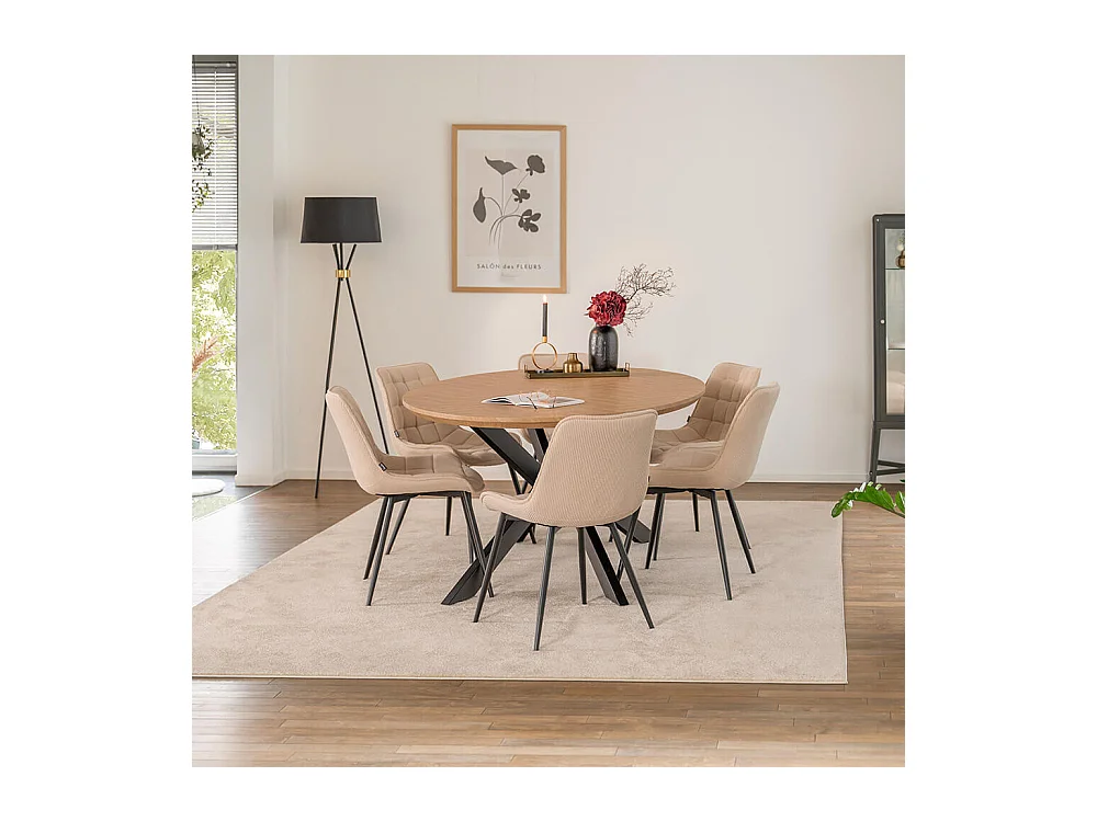 Home Deluxe Ensemble de salle à manger Ovale incl. pied étoile 200 x 120 cm Fishbone Oak