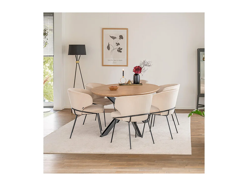 Home Deluxe Ensemble de salle à manger Ovale incl. pied étoile 200 x 120 cm Fishbone Oak