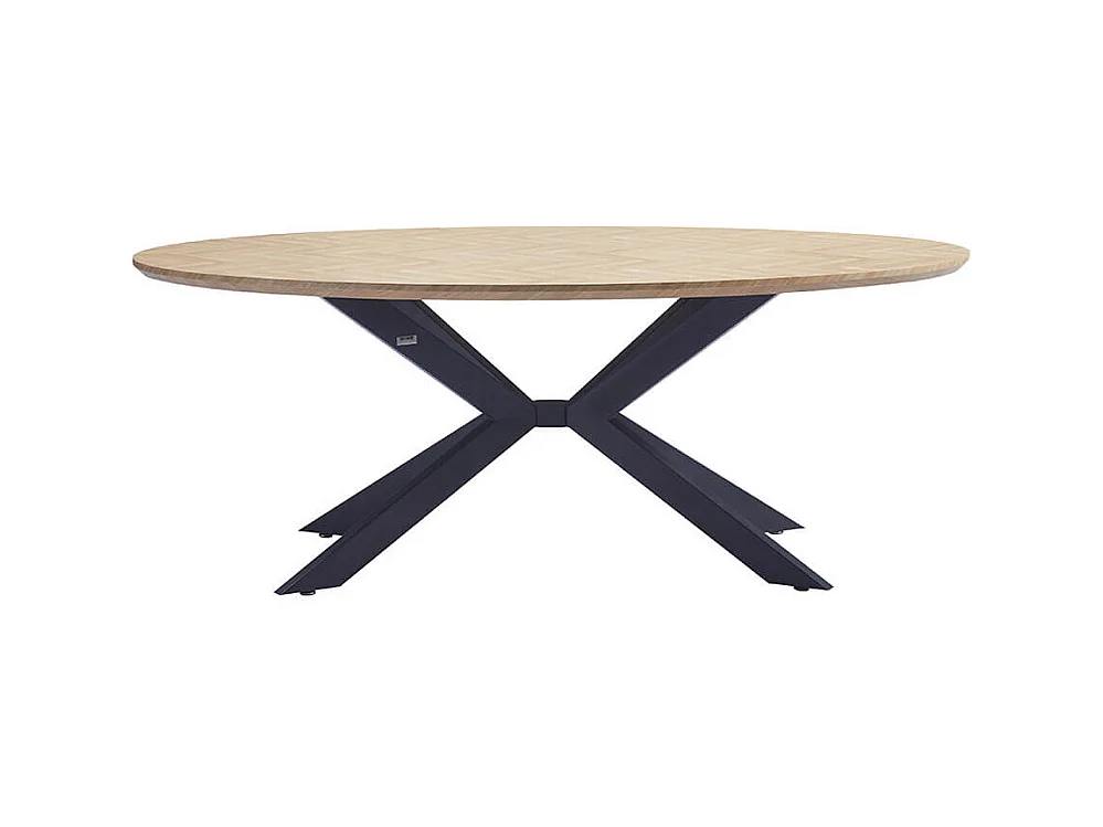 Home Deluxe Ensemble de salle à manger Ovale incl. pied étoile 200 x 120 cm Fishbone Oak