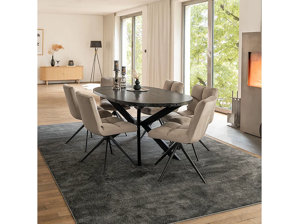 Home Deluxe Salle à manger Ovale Extensible incl. pied étoile 160 x 100 cm Dark Oak