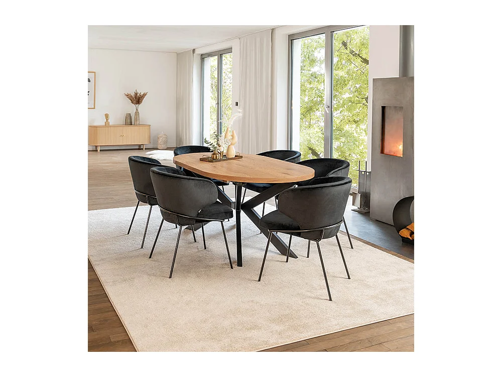 Home Deluxe Salle à manger Ovale Extensible incl. pied étoile 160 x 100 cm Light Oak