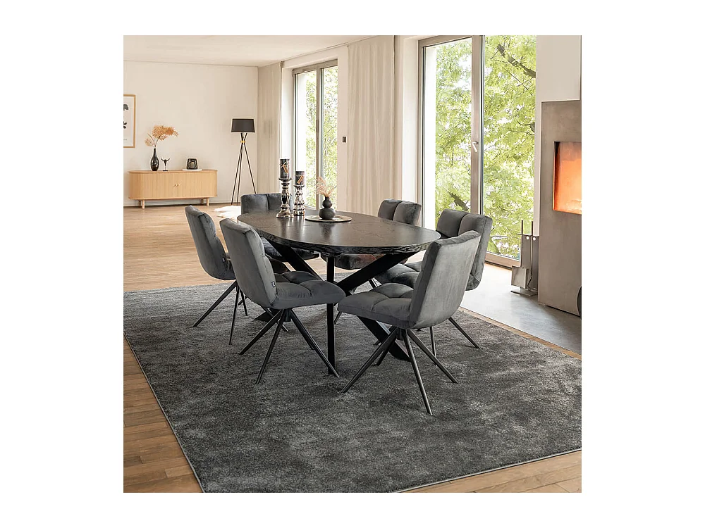 Home Deluxe Salle à manger Ovale Extensible incl. pied étoile 160 x 100 cm Dark Oak