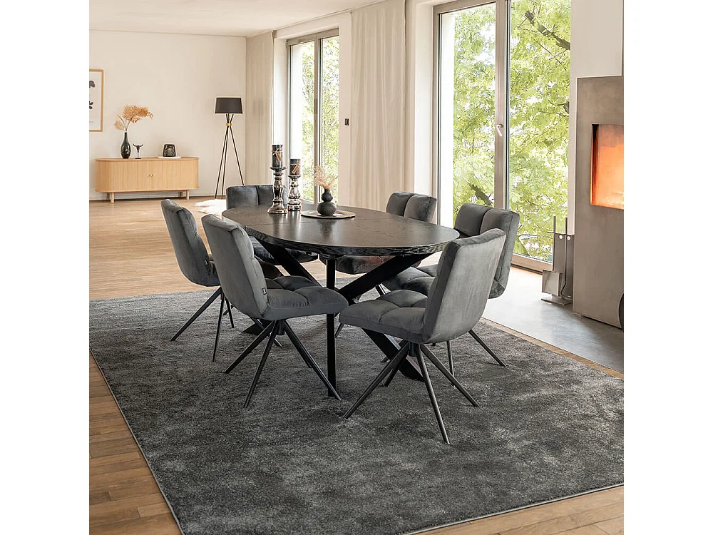 Home Deluxe Salle à manger Ovale Extensible incl. pied étoile 160 x 100 cm Dark Oak