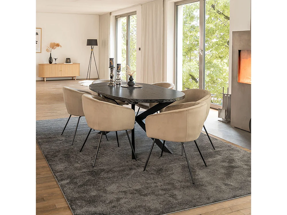 Home Deluxe Salle à manger Ovale Extensible incl. pied étoile 160 x 100 cm Dark Oak