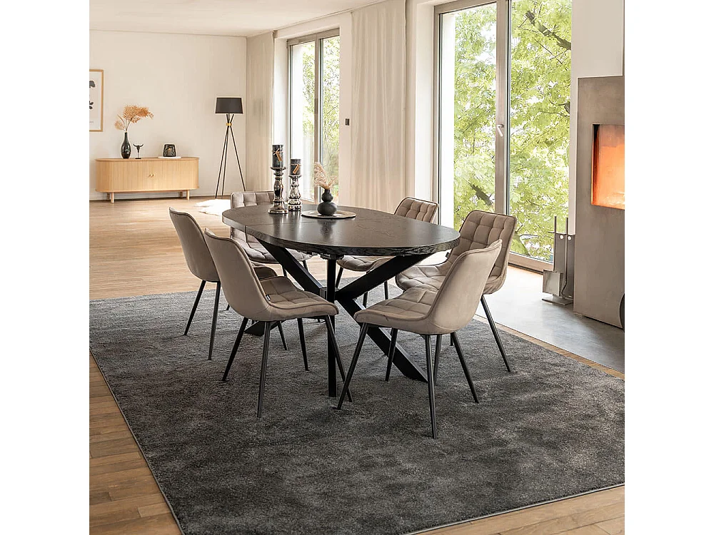 Home Deluxe Salle à manger Ovale Extensible incl. pied étoile 160 x 100 cm Dark Oak