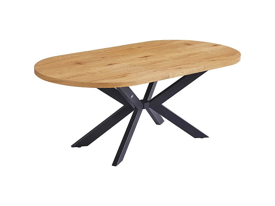 Home Deluxe Salle à manger Ovale Extensible incl. pied étoile 160 x 100 cm Light Oak
