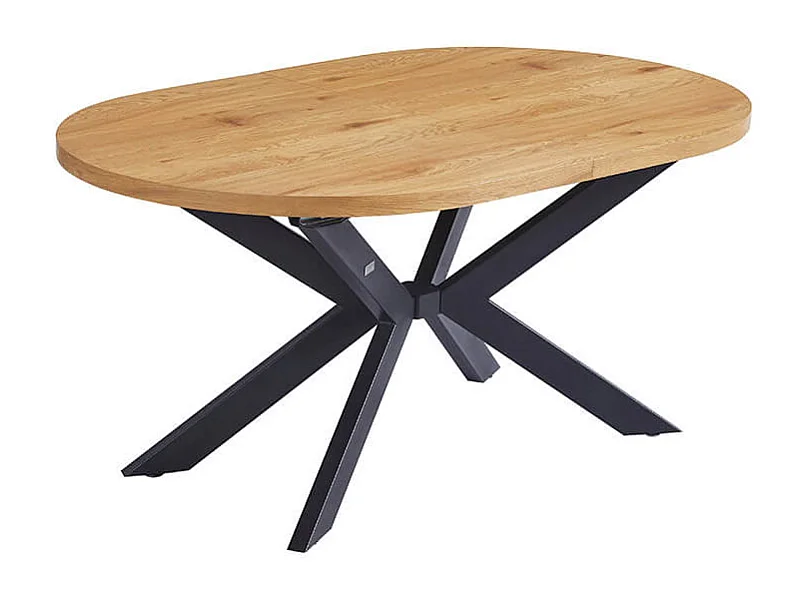 Home Deluxe Salle à manger Ovale Extensible incl. pied étoile 160 x 100 cm Light Oak