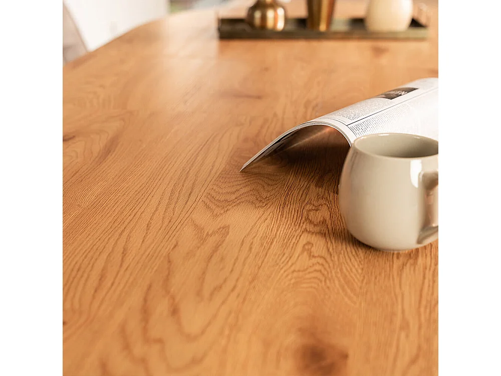 Home Deluxe Salle à manger Ovale Extensible incl. pied étoile 160 x 100 cm Light Oak