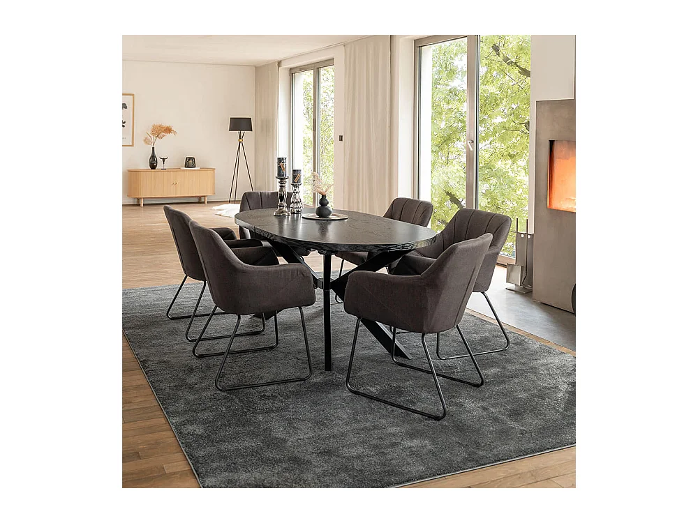 Home Deluxe Salle à manger Ovale Extensible incl. pied étoile 160 x 100 cm Dark Oak