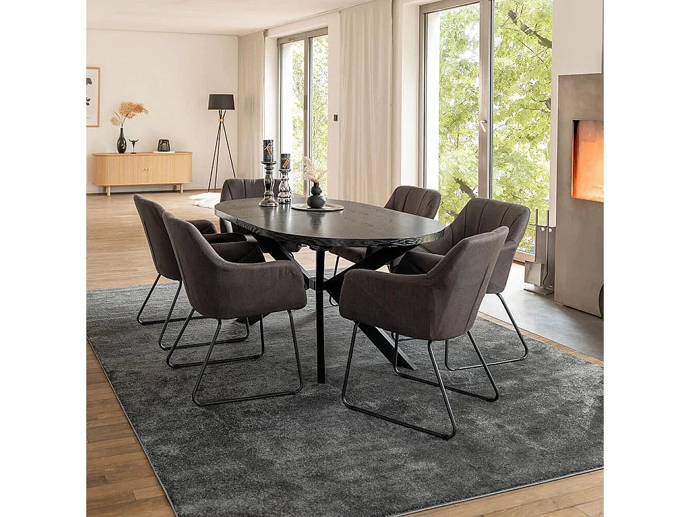 Home Deluxe Salle à manger Ovale Extensible incl. pied étoile 160 x 100 cm Dark Oak