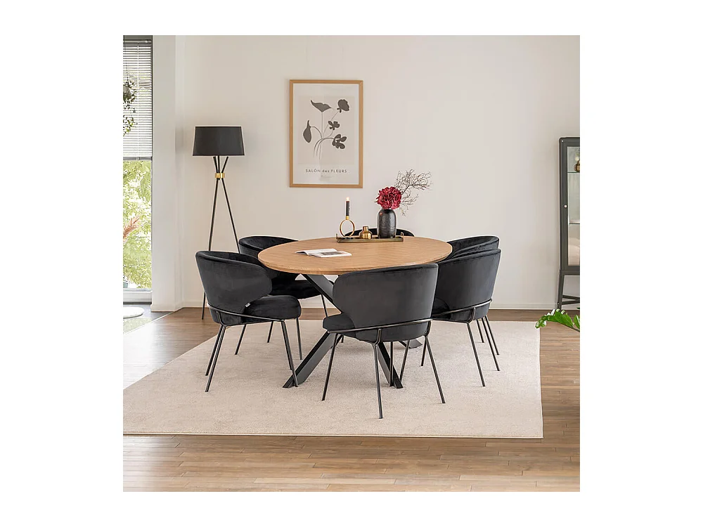 Home Deluxe Ensemble de salle à manger Ovale incl. pied étoile 200 x 120 cm Fishbone Oak