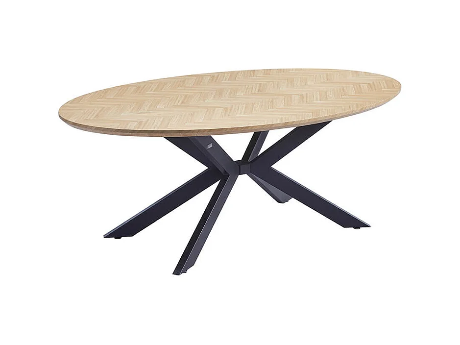 Home Deluxe Ensemble de salle à manger Ovale incl. pied étoile 200 x 120 cm Fishbone Oak