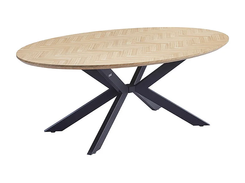 Home Deluxe Ensemble de salle à manger Ovale incl. pied étoile 200 x 120 cm Fishbone Oak