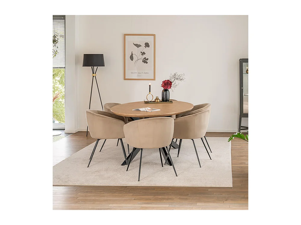 Home Deluxe Ensemble de salle à manger Ovale incl. pied étoile 200 x 120 cm Fishbone Oak