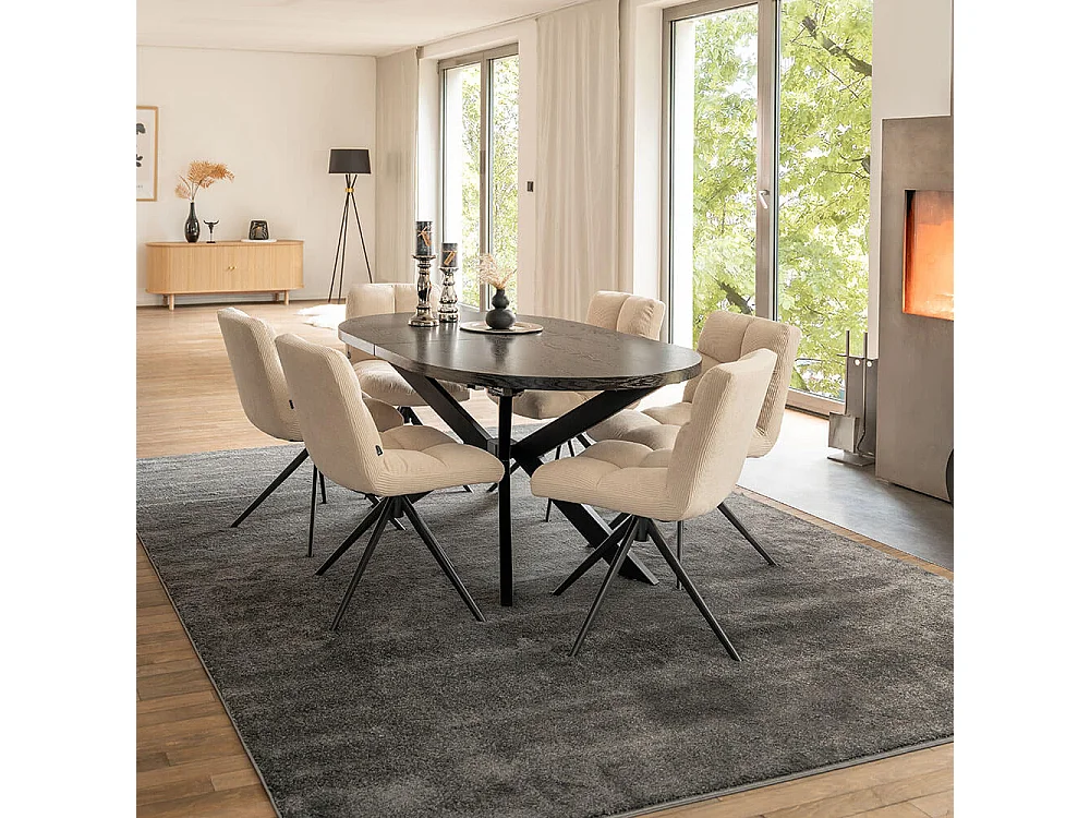 Home Deluxe Salle à manger Ovale Extensible incl. pied étoile 160 x 100 cm Dark Oak