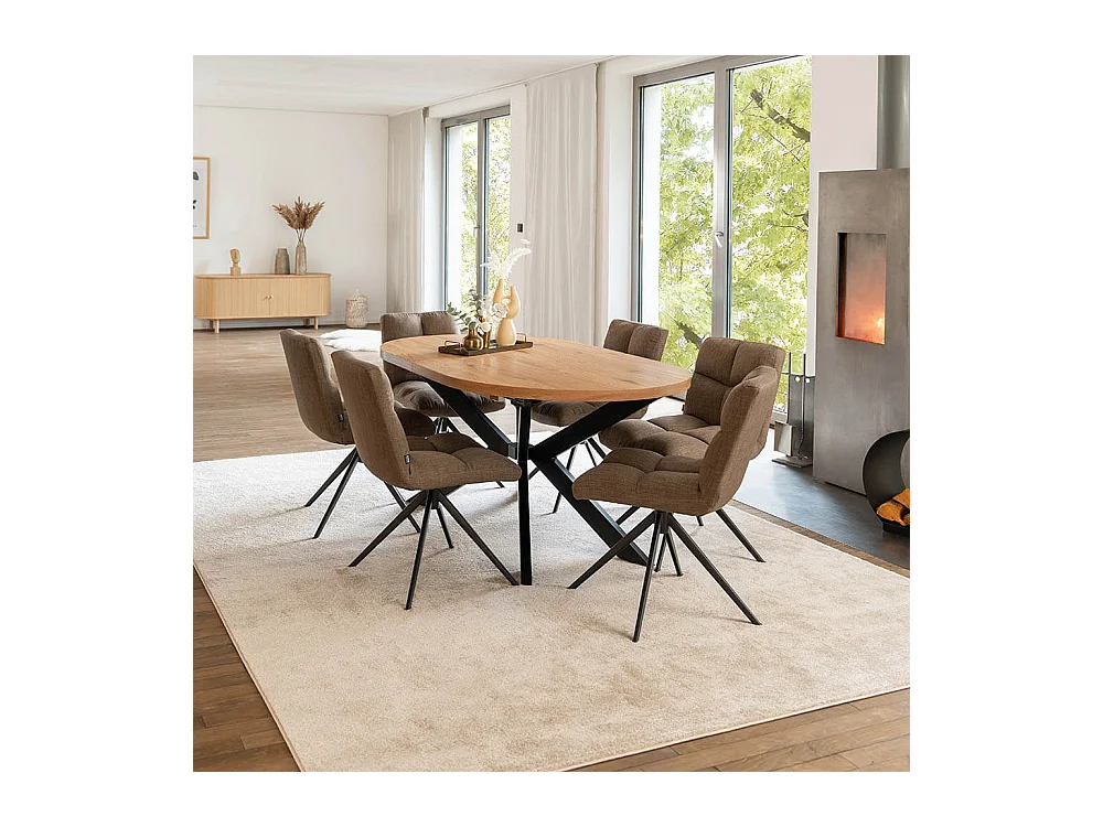 Home Deluxe Salle à manger Ovale Extensible incl. pied étoile 160 x 100 cm Light Oak