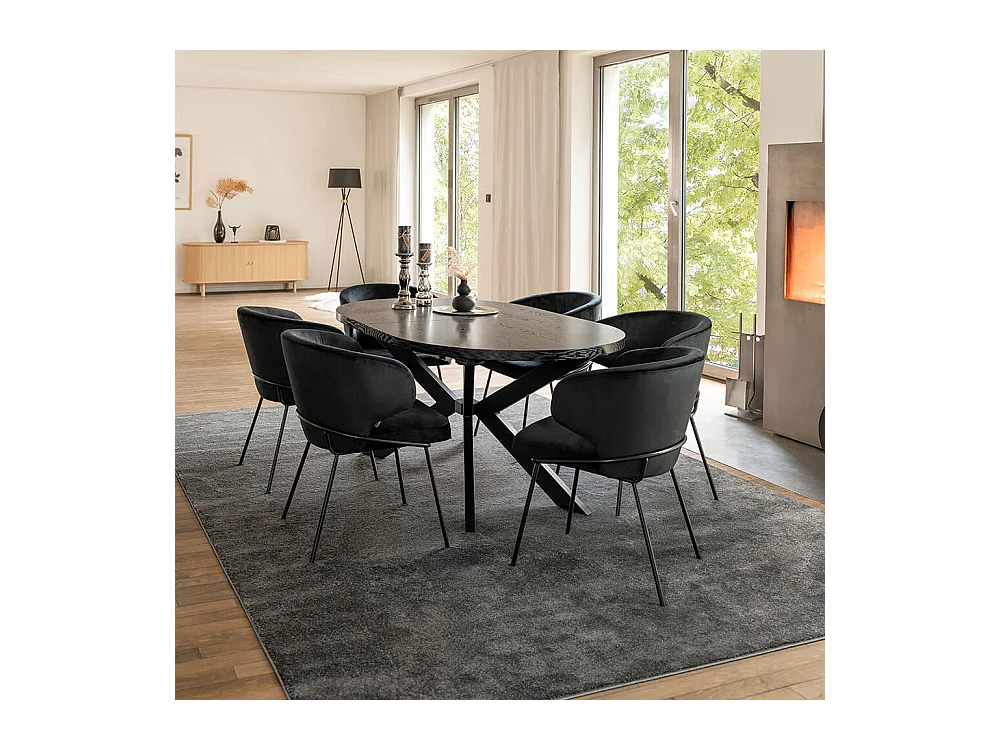 Home Deluxe Salle à manger Ovale Extensible incl. pied étoile 160 x 100 cm Dark Oak