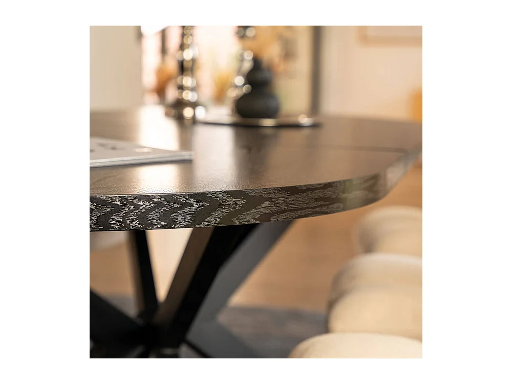 Home Deluxe Salle à manger Ovale Extensible incl. pied étoile 160 x 100 cm Dark Oak