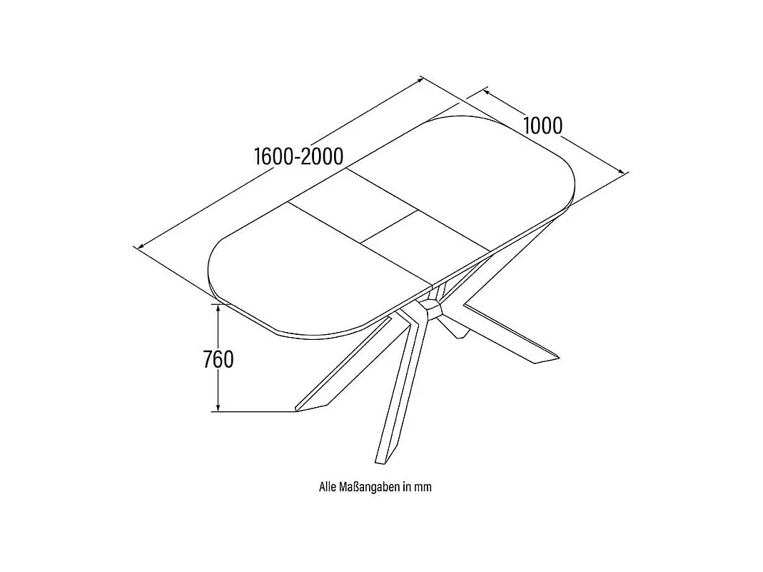 Home Deluxe Salle à manger Ovale Extensible incl. pied étoile 160 x 100 cm Dark Oak