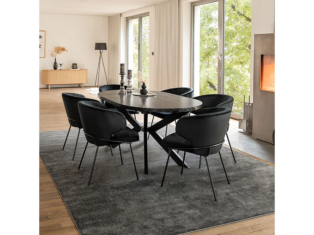 Home Deluxe Salle à manger Ovale Extensible incl. pied étoile 160 x 100 cm Dark Oak