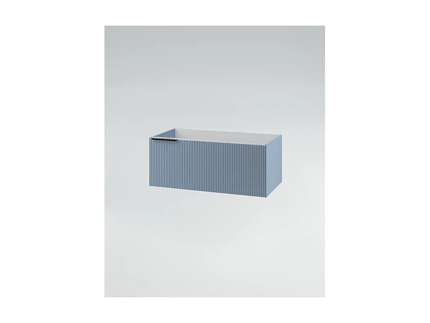 Mobile bagno con lavabo integrato L 90 x H 35,5 x P 46 Azzurro Capri Opaco Opaco Cassettiera c/Piedini Colonna e Specchio