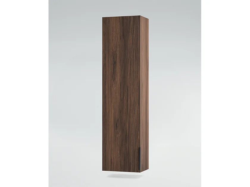 Mobile bagno con lavabo integrato L 90 x H 35,5x P 46 Noce Nordico Scuro Cassettiera Colonna c/Piedini e Specchio