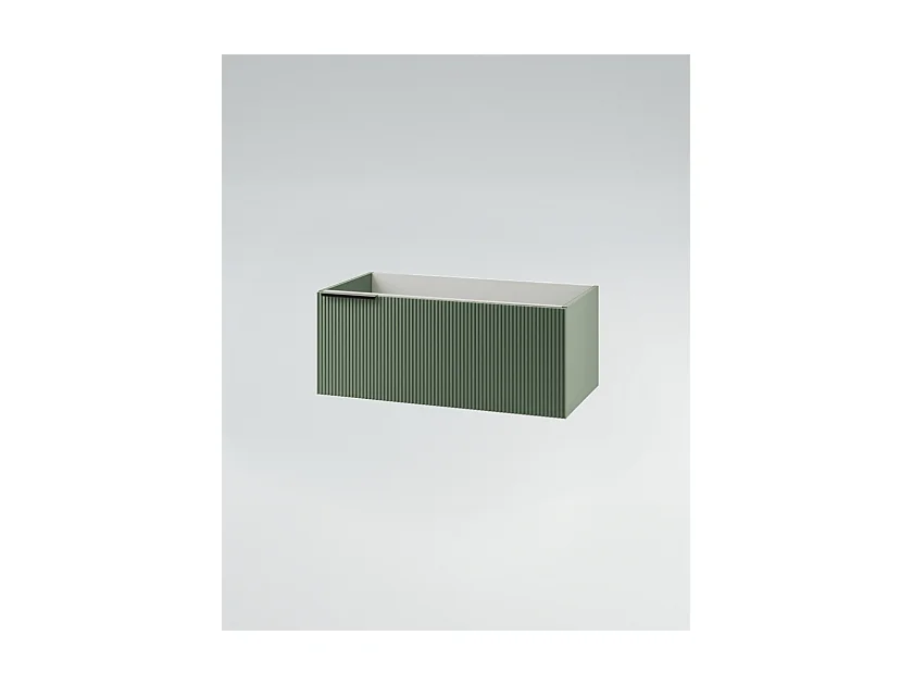 Mobile bagno con lavabo integrato L 90 x H 35,5 x P 46 Verde Salvia Opaco Cassettiera Colonna c/Piedini e Specchio