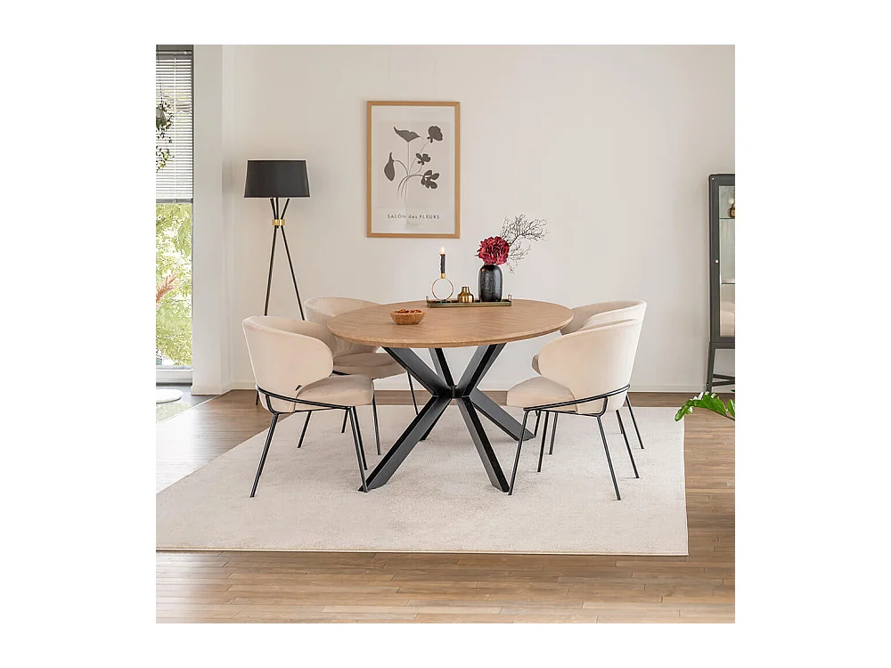 Home Deluxe Ensemble de salle à manger Ovale incl. pied étoile 200 x 120 cm Fishbone Oak