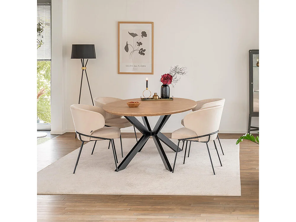 Home Deluxe Ensemble de salle à manger Ovale incl. pied étoile 200 x 120 cm Fishbone Oak