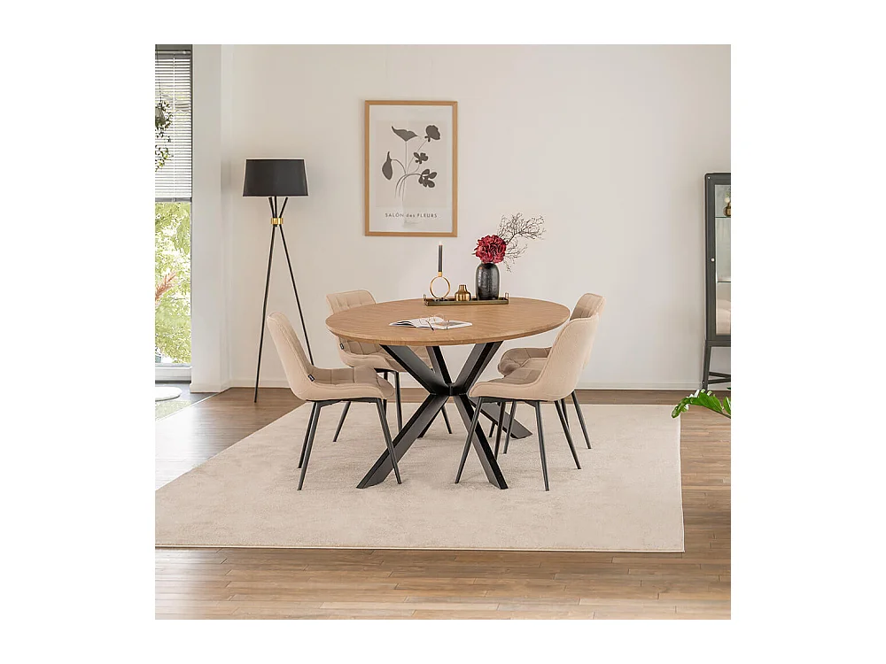 Home Deluxe Ensemble de salle à manger Ovale incl. pied étoile 200 x 120 cm Fishbone Oak